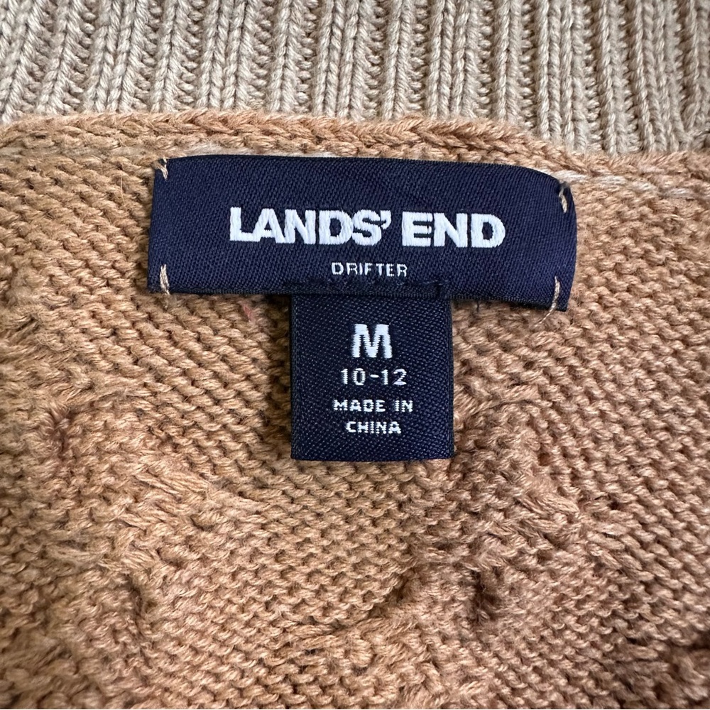 Lands' End Women Coastal Drifter Striped Cable Knit Cardigan Sweater Medium EUC - Picture 5 of 6